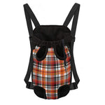 Orange And Black Madras Plaid Print Pet Carrier Backpack