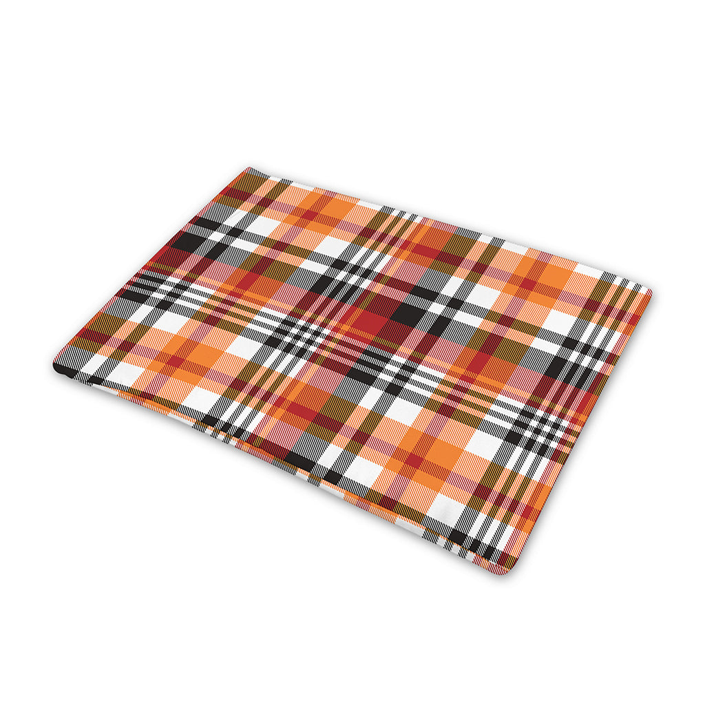 Orange And Black Madras Plaid Print Pet Cooling Mat Cover
