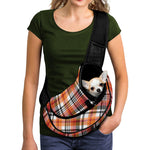 Orange And Black Madras Plaid Print Pet Sling Carrier