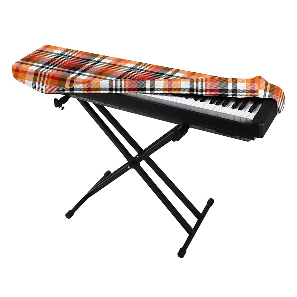 Orange And Black Madras Plaid Print Piano Keyboard Cover
