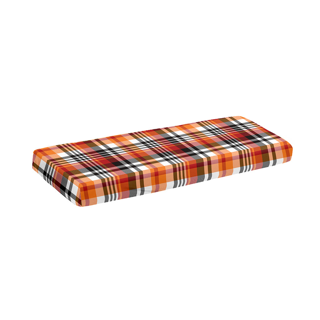Orange And Black Madras Plaid Print Piano Keyboard Cover