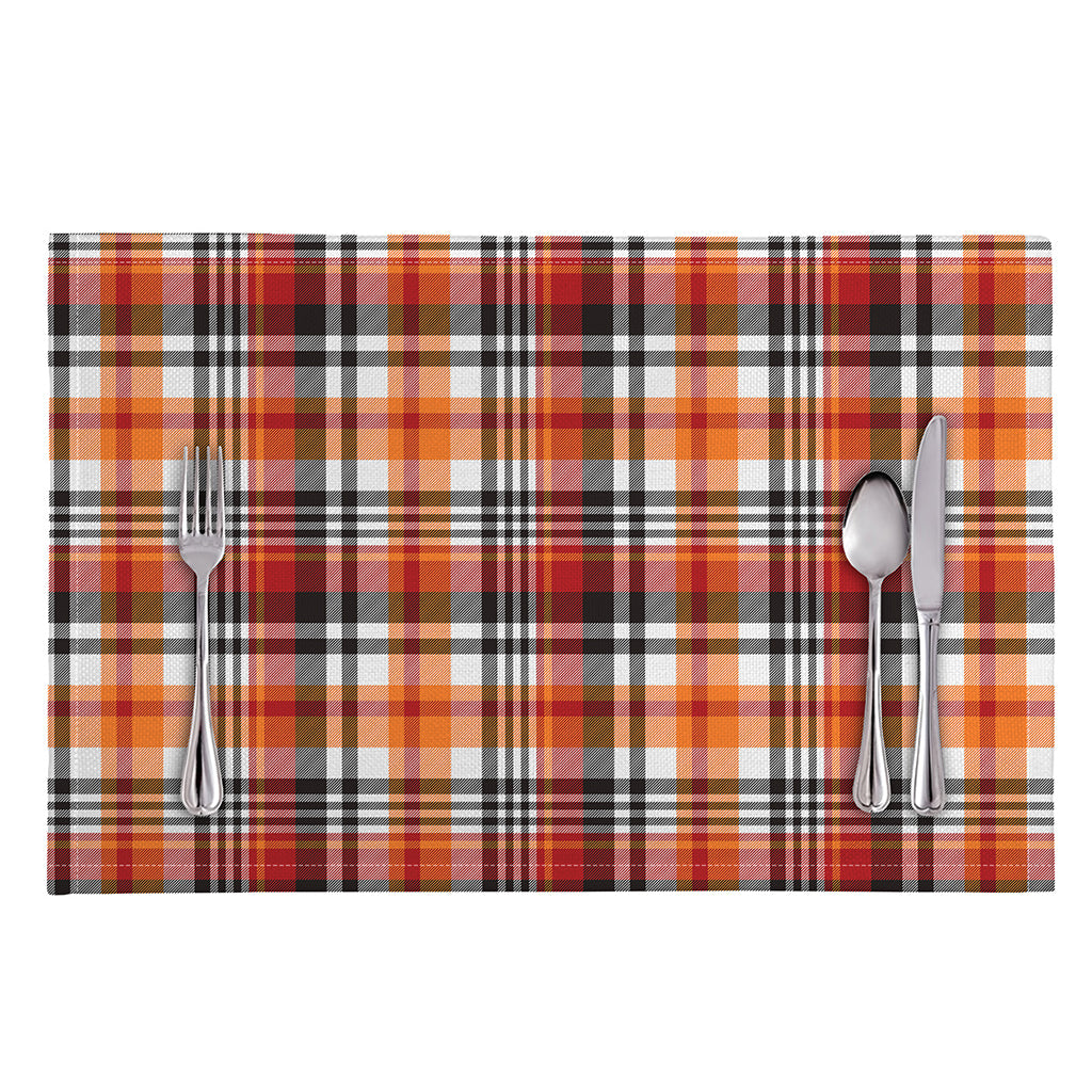 Orange And Black Madras Plaid Print Placemat