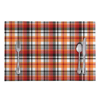 Orange And Black Madras Plaid Print Placemat