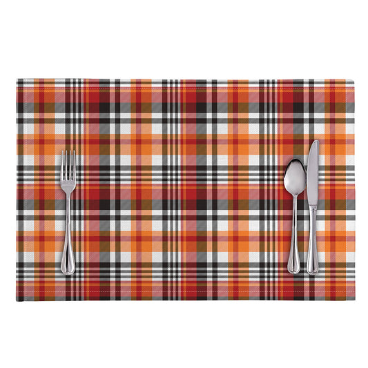 Orange And Black Madras Plaid Print Placemat