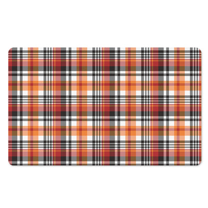 Orange And Black Madras Plaid Print Polyester Doormat