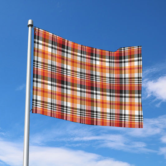 Orange And Black Madras Plaid Print Polyester Flag