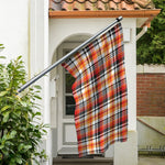 Orange And Black Madras Plaid Print Polyester Flag