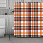 Orange And Black Madras Plaid Print Polyester Shower Curtain