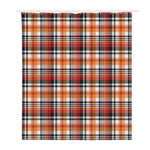 Orange And Black Madras Plaid Print Polyester Shower Curtain