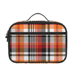 Orange And Black Madras Plaid Print Portable Lunch Bag