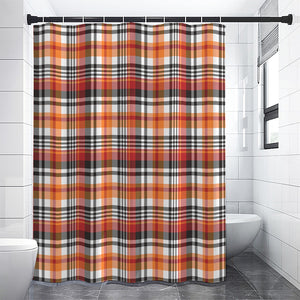 Orange And Black Madras Plaid Print Premium Shower Curtain