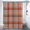 Orange And Black Madras Plaid Print Premium Shower Curtain