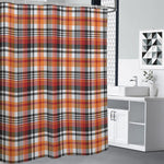 Orange And Black Madras Plaid Print Premium Shower Curtain