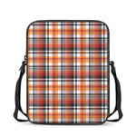 Orange And Black Madras Plaid Print Rectangular Crossbody Bag