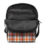 Orange And Black Madras Plaid Print Rectangular Crossbody Bag