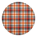 Orange And Black Madras Plaid Print Round Blanket