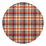 Orange And Black Madras Plaid Print Round Blanket