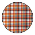 Orange And Black Madras Plaid Print Round Floor Mat