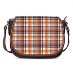Orange And Black Madras Plaid Print Saddle Bag