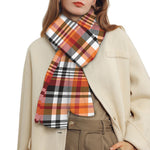 Orange And Black Madras Plaid Print Scarf