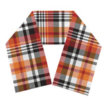 Orange And Black Madras Plaid Print Scarf