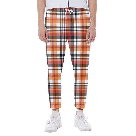 Orange And Black Madras Plaid Print Scuba Joggers