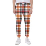 Orange And Black Madras Plaid Print Scuba Joggers