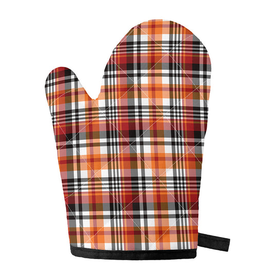 Orange And Black Madras Plaid Print Single Oven Mitt