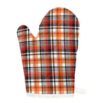Orange And Black Madras Plaid Print Single Oven Mitt
