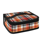 Orange And Black Madras Plaid Print Small Lunch Bag