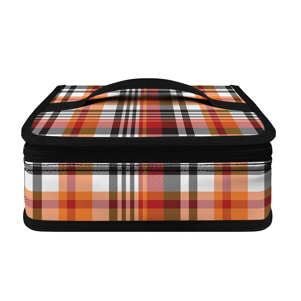Orange And Black Madras Plaid Print Small Lunch Bag