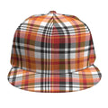 Orange And Black Madras Plaid Print Snapback Cap