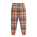 Orange And Black Madras Plaid Print Sweatpants