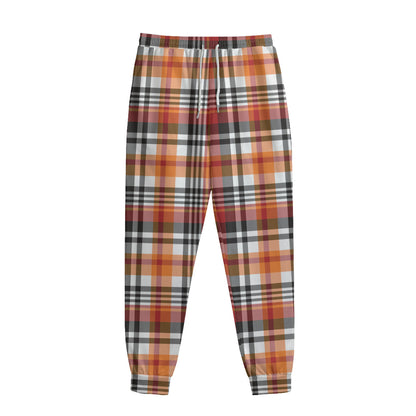 Orange And Black Madras Plaid Print Sweatpants