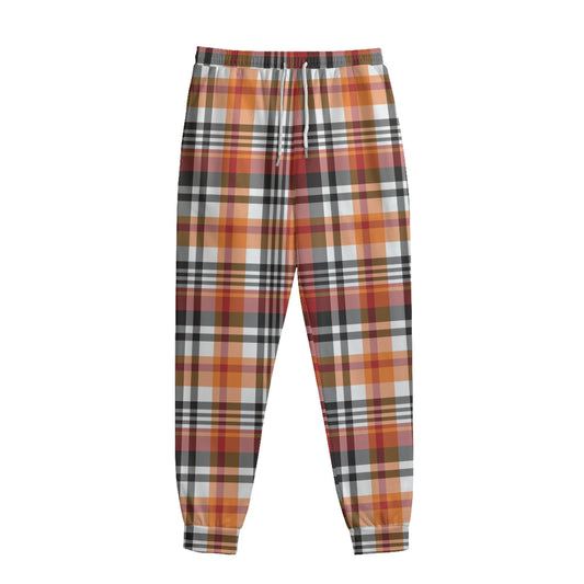 Orange And Black Madras Plaid Print Sweatpants