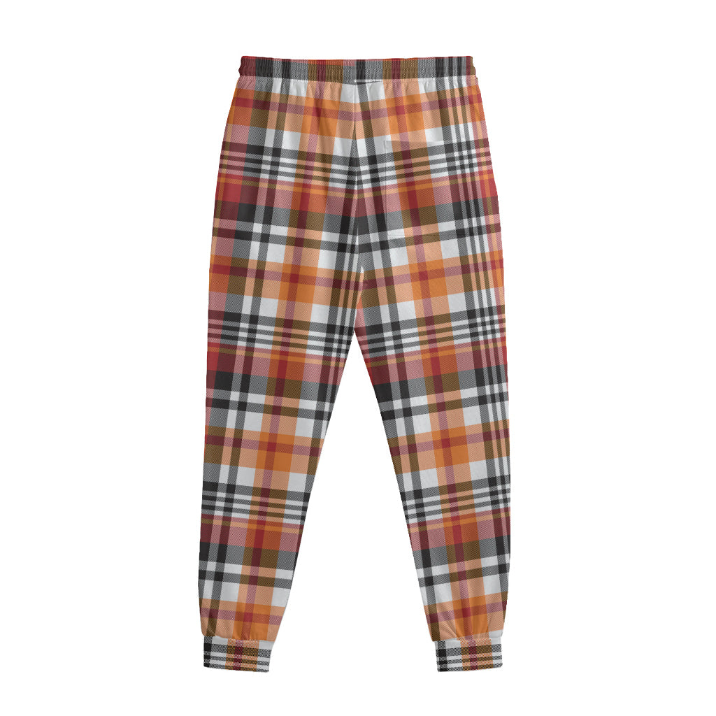 Orange And Black Madras Plaid Print Sweatpants