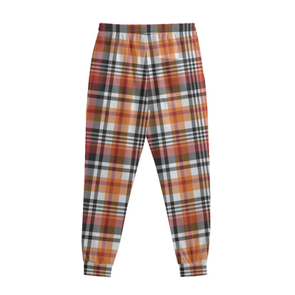 Orange And Black Madras Plaid Print Sweatpants