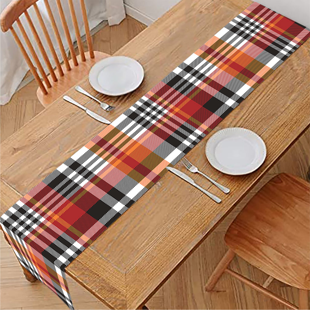 Orange And Black Madras Plaid Print Table Runner