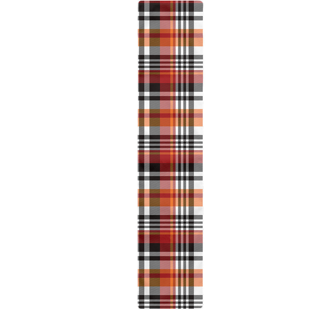 Orange And Black Madras Plaid Print Table Runner