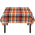 Orange And Black Madras Plaid Print Tablecloth