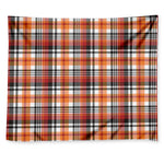 Orange And Black Madras Plaid Print Tapestry