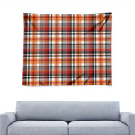 Orange And Black Madras Plaid Print Tapestry