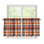 Orange And Black Madras Plaid Print Tier Curtains
