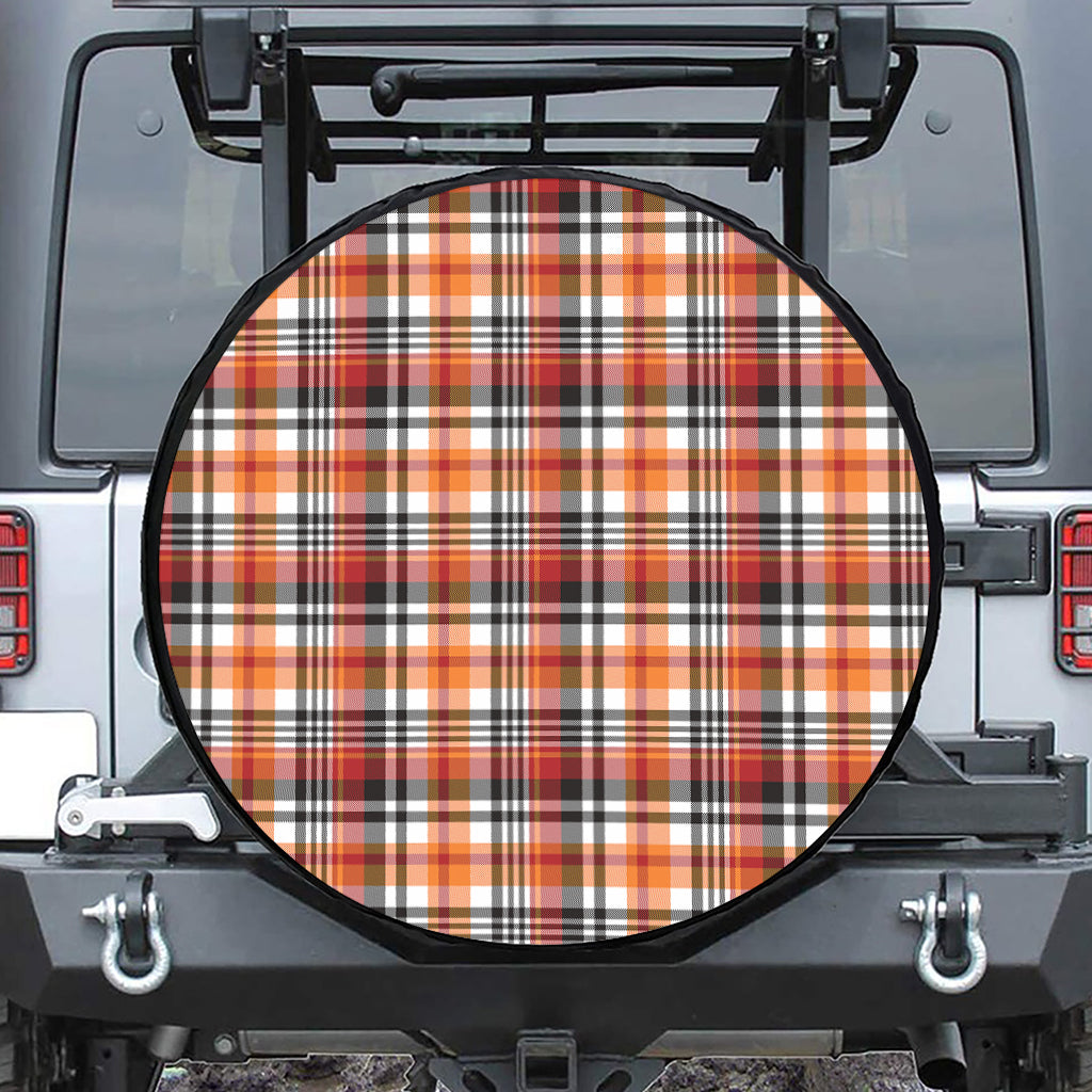 Orange And Black Madras Plaid Print Tire Cover