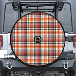 Orange And Black Madras Plaid Print Tire Cover With Camera Hole