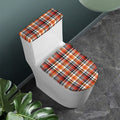 Orange And Black Madras Plaid Print Toilet Lid And Tank Cover Set