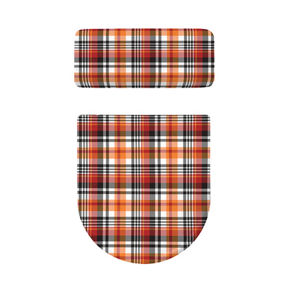 Orange And Black Madras Plaid Print Toilet Lid And Tank Cover Set