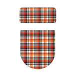 Orange And Black Madras Plaid Print Toilet Lid And Tank Cover Set