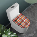 Orange And Black Madras Plaid Print Toilet Lid Cover