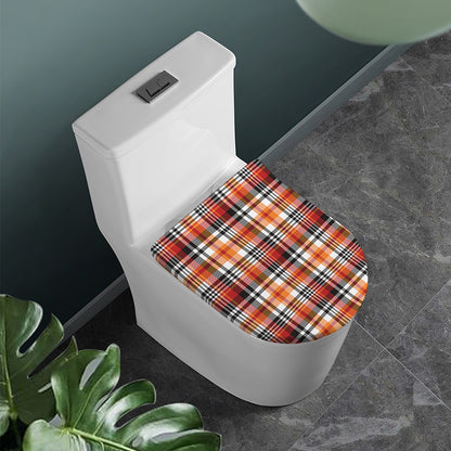 Orange And Black Madras Plaid Print Toilet Lid Cover